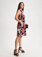 Robe fleurie sans manches à col fendu