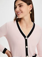 Pearl Button Two-Tone Cardigan