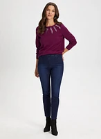 Rhinestone Detail Sweater & Jeans