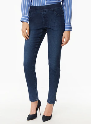 Pearl Detail Pull-On Jeans