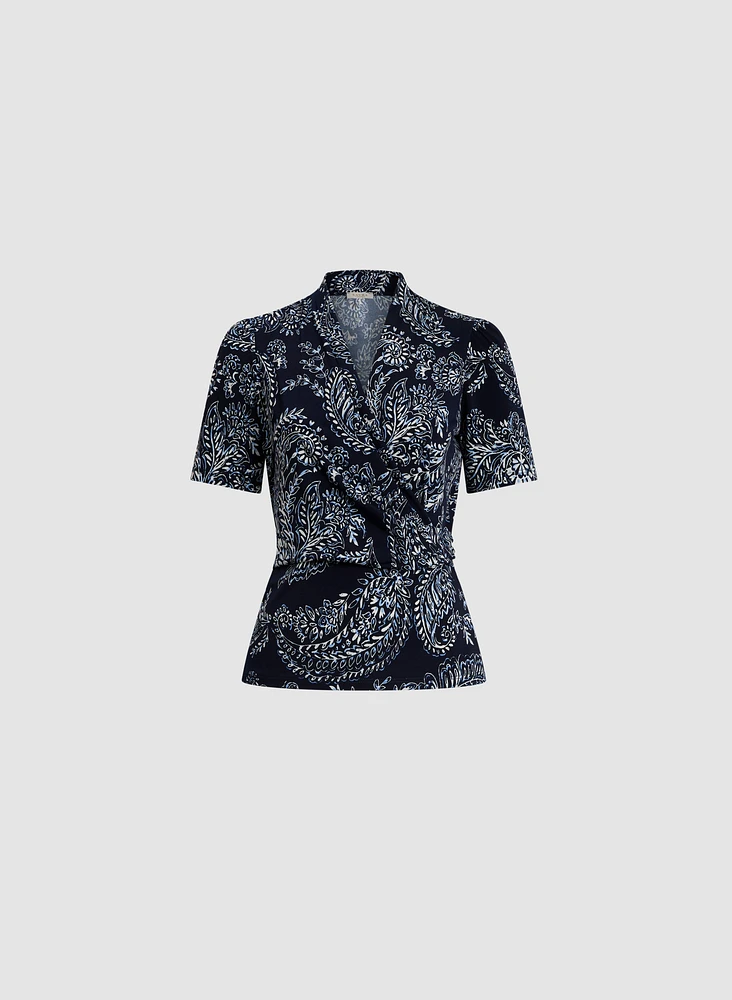 Paisley Print V-Neck Top