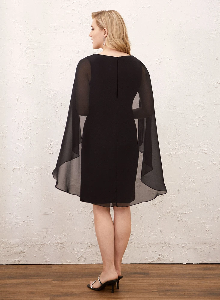 V-Neck Chiffon Cape Dress