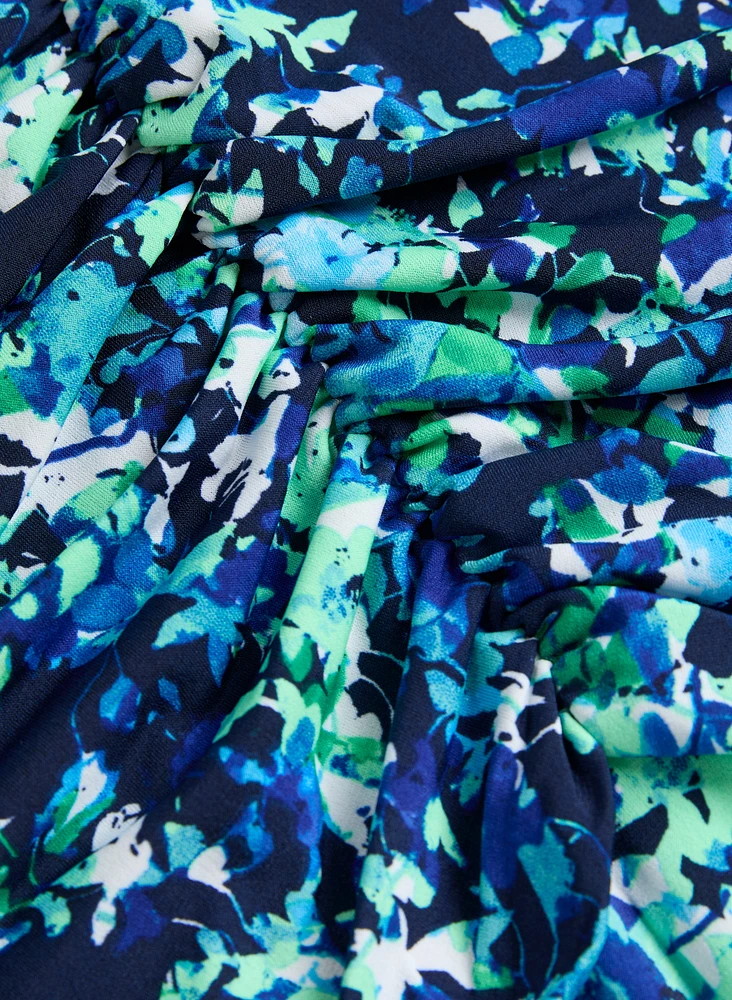 Ruched Details Floral Dress