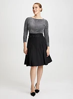 Flared Skirt & Curve Print Top