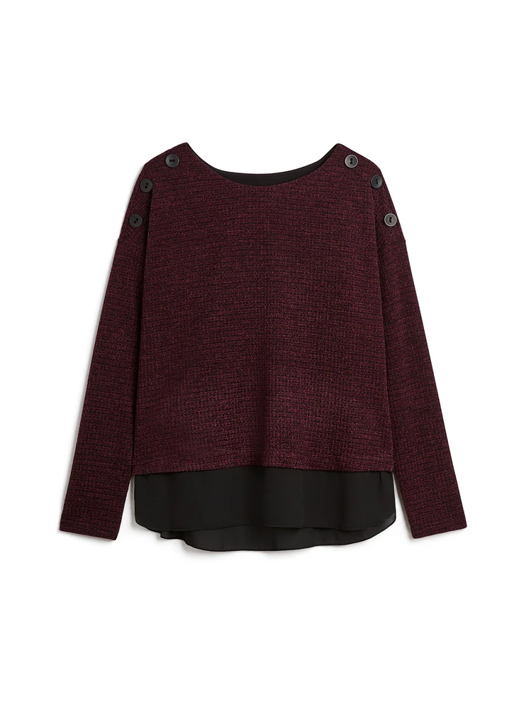 Button Detail Fooler Sweater
