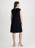Decorative Button A-Line Dress