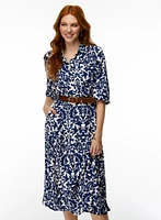 Robe midi à motif cachemire et ceinture