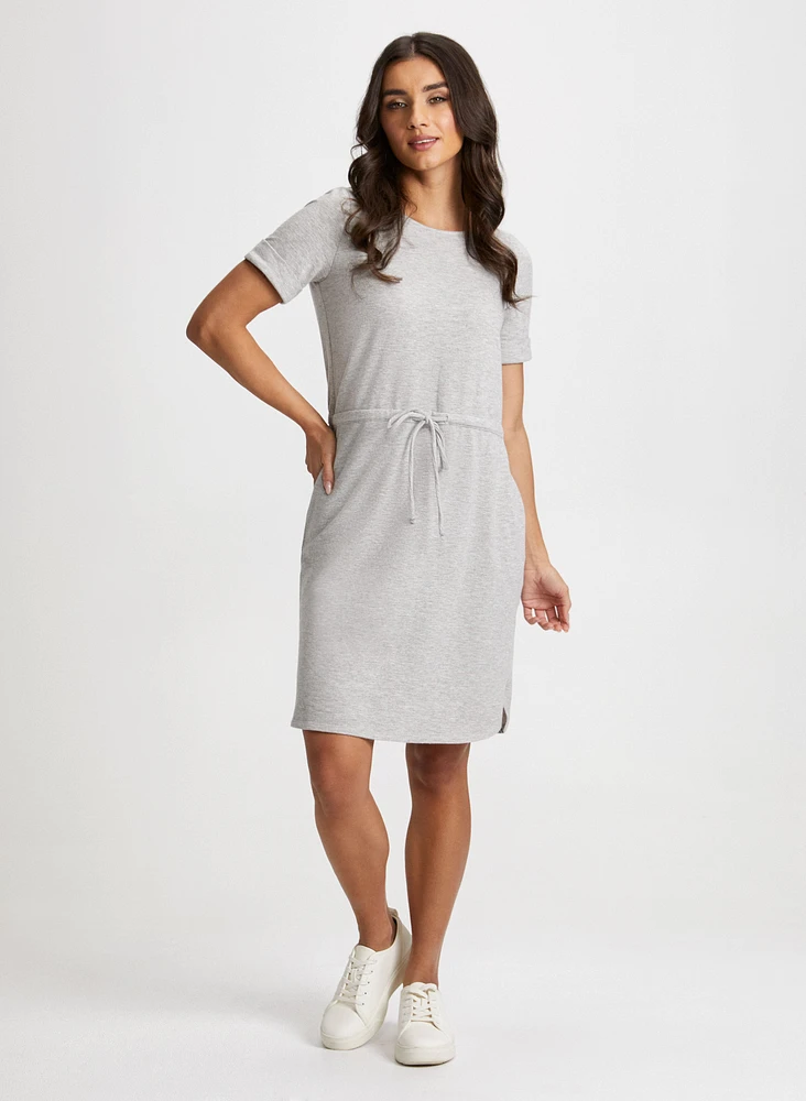 Short Sleeve Dress & Dome Earrings