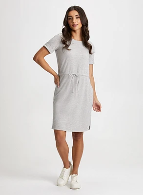 Short Sleeve Dress & Dome Earrings