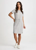 Short Sleeve Dress & Dome Earrings