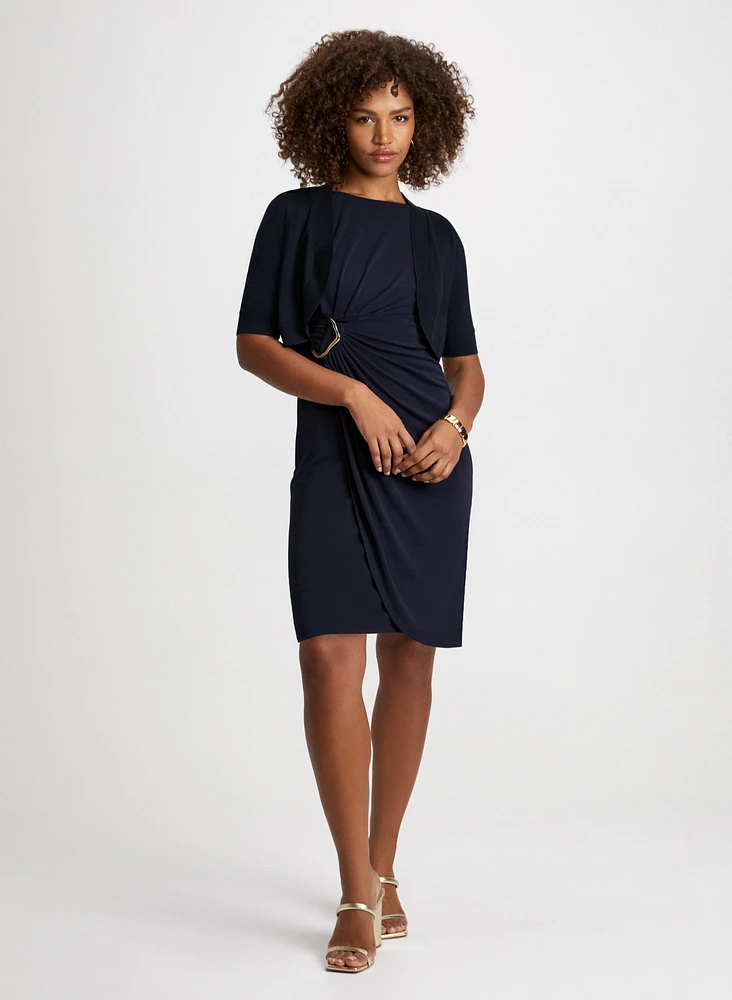 Bolero Cardigan & Draped Sheath Dress
