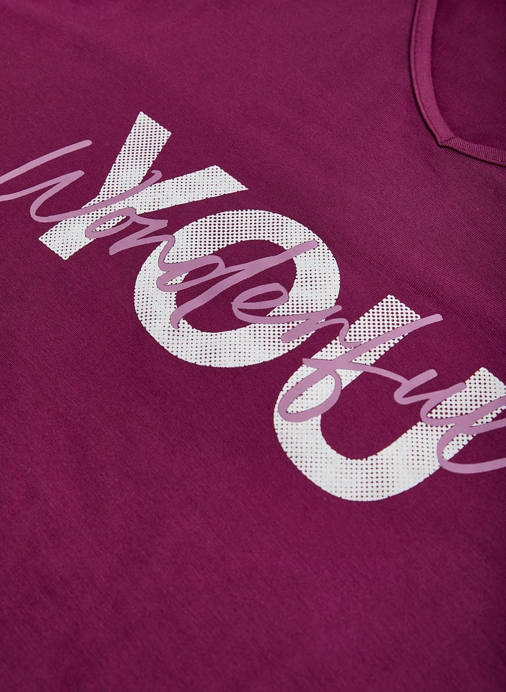 Slogan V-Neck Pyjama Top