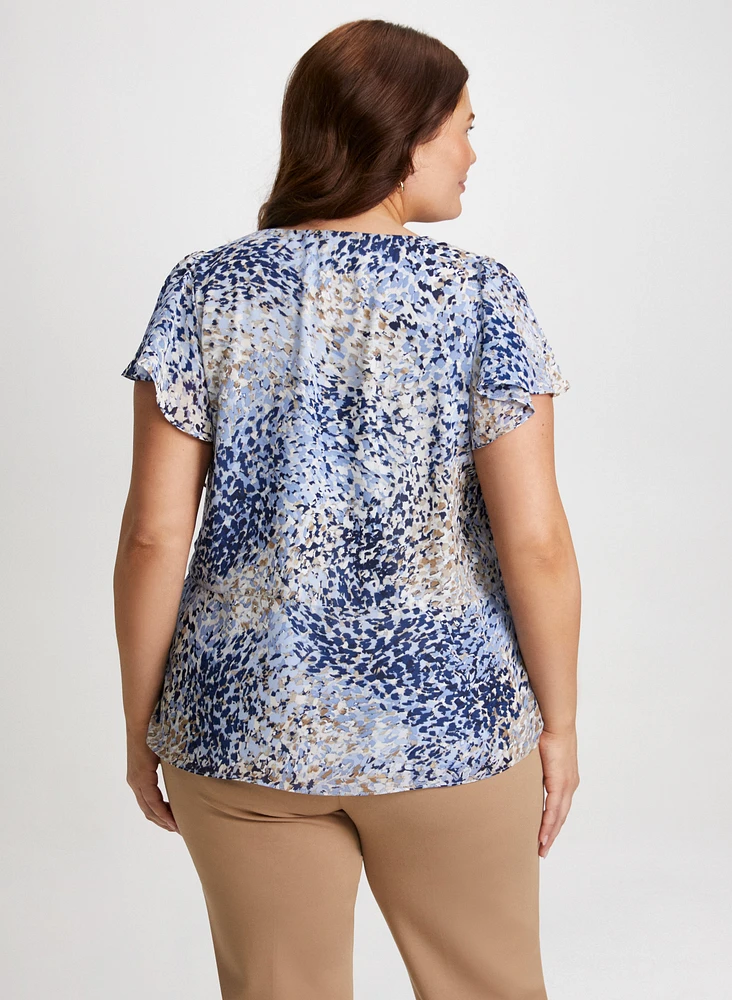 Printed Ruffle Detail Blouse