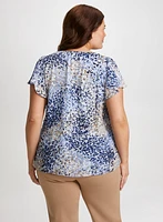 Printed Ruffle Detail Blouse