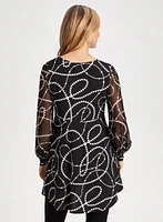 Printed Bouffant Sleeve Top