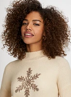 Snowflake Appliqué Knit Sweater