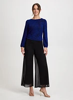 Chiffon Overlay Pants & Metallic Top
