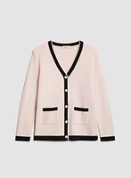 Cardigan deux tons à boutons perlés