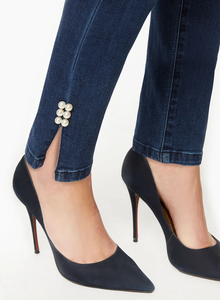 Pearl Detail Pull-On Jeans