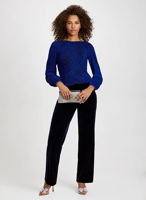 Pantalon en velours et haut métallisé