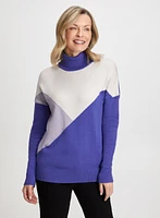 Colour Block Turtleneck Sweater