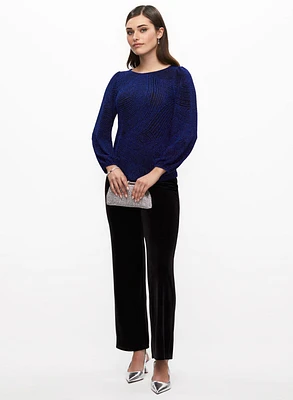 Haut métallisé et pantalon en velours