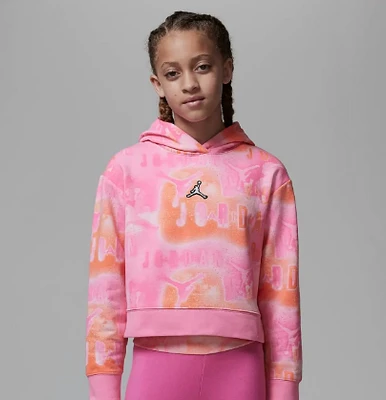 Jordan Girls Essentials AOP Boxy Teen Hoodie - Pink