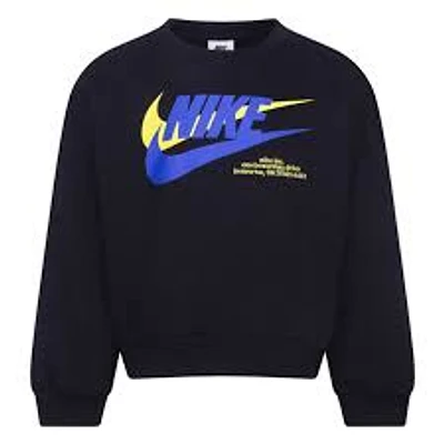 Nike Big Kids' Fleece HBR Icon Crewneck Oversized Sweatshirt - Black - Hibbett