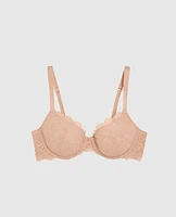 Lightly Lined Full Coverage Bra with Allover Lace Rosetan