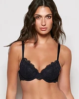Lightly Lined Full Coverage Bra with Allover Lace Black