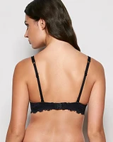 Lightly Lined Full Coverage Bra with Allover Lace Black