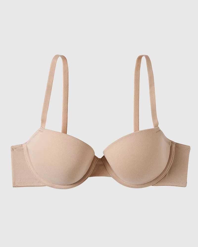 Soutien-gorge demi-buste légèrement doublé en coton havane