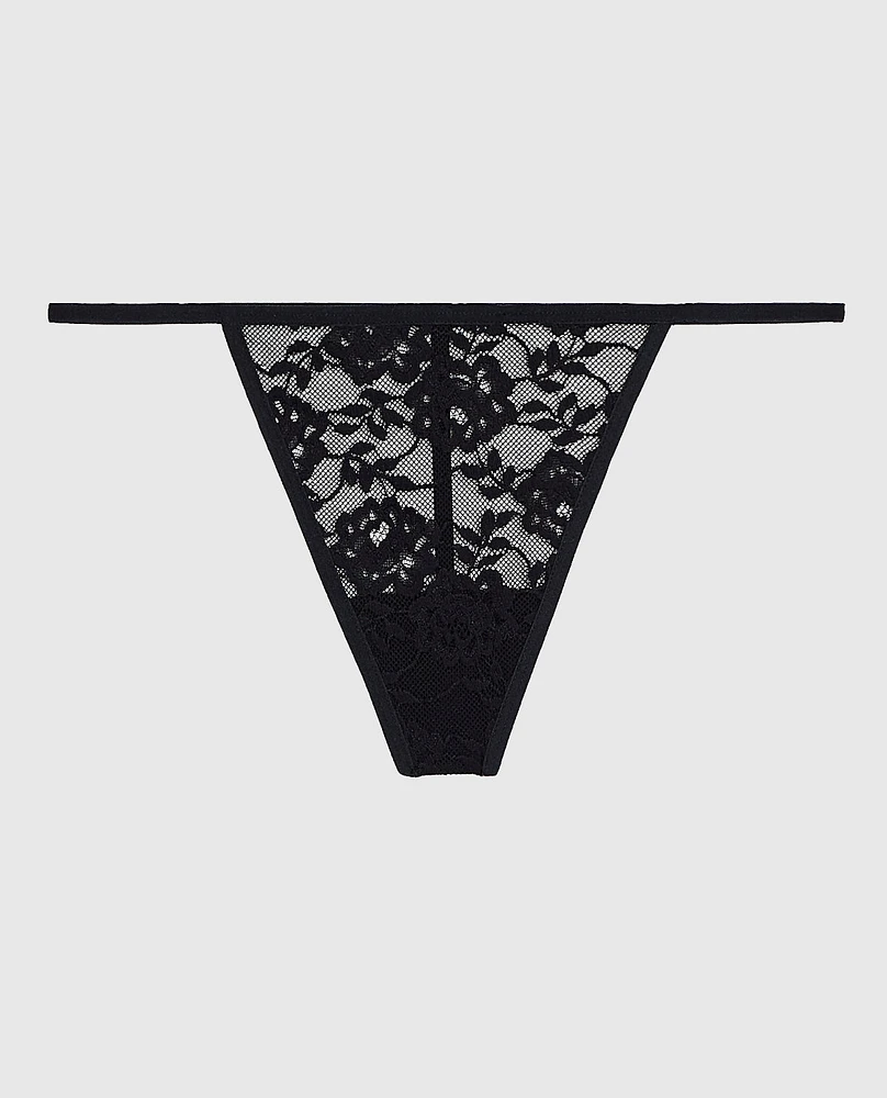 Lace G-String Panty Tuxedo Black