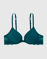 Smooth Push Up Plunge Bra with Lace Wing