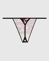 Cotton G-String Panty Graffiti Hearts