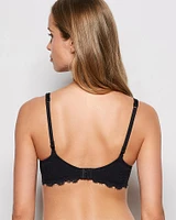 Lightly Lined Balconette Bra with Allover Lace Black