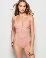 Allover Lace Shaping Bodysuit Royal Pink