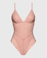 Allover Lace Shaping Bodysuit Royal Pink