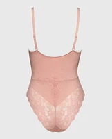 Allover Lace Shaping Bodysuit Royal Pink