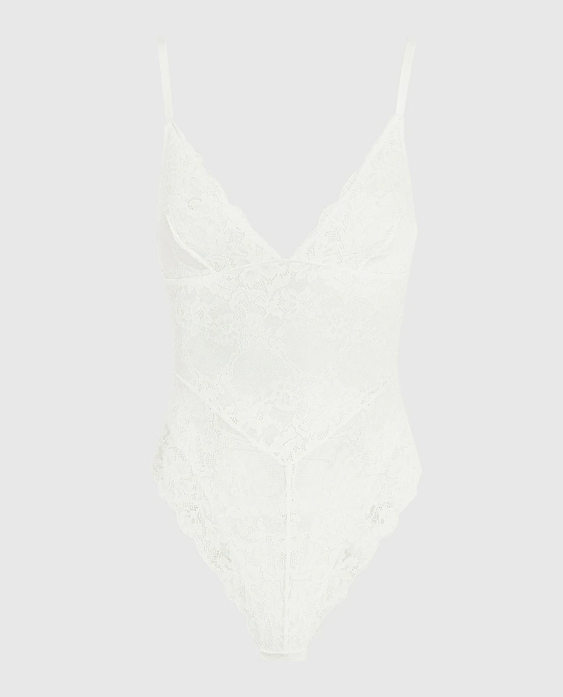 Allover Lace Shaping Bodysuit Ivory