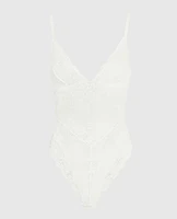 Allover Lace Shaping Bodysuit Ivory