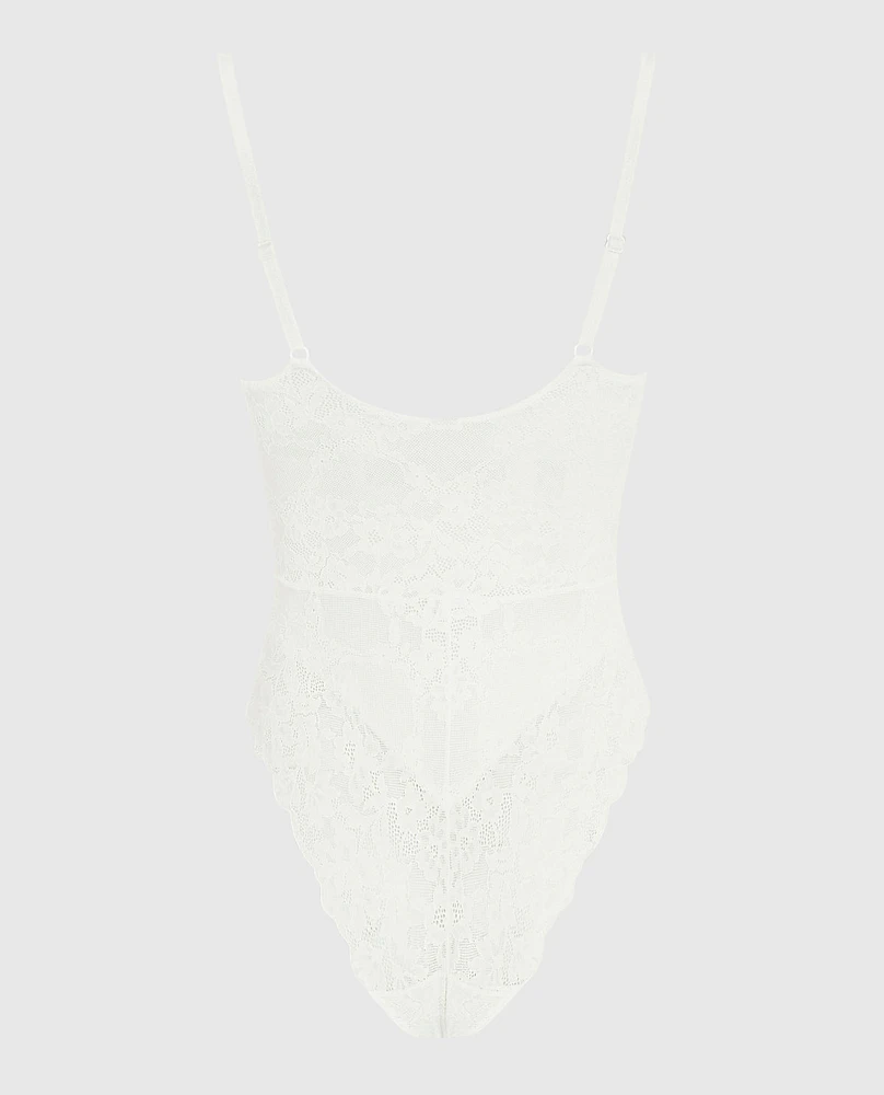 Allover Lace Shaping Bodysuit Ivory