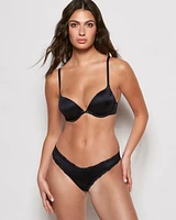 Thong Panty with Lace Trim Black