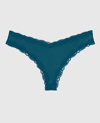 Tanga avec bordure en dentelle