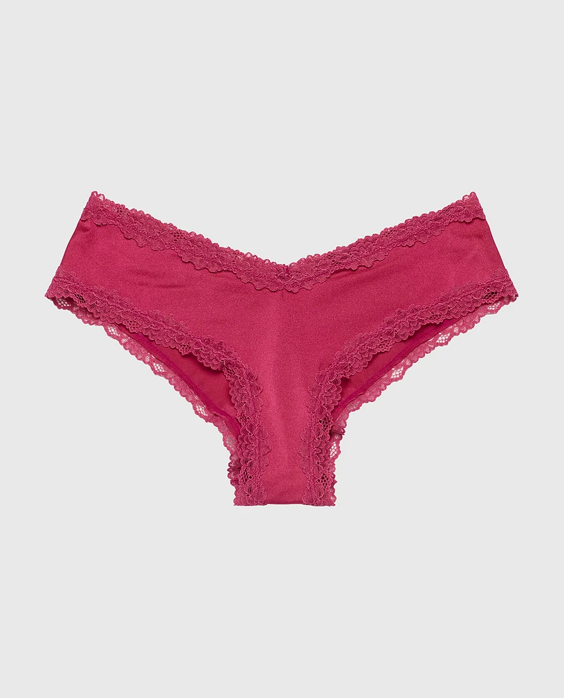 Cheeky Panty with Lace Trim Electric Rouge