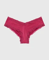 Cheeky Panty with Lace Trim Electric Rouge