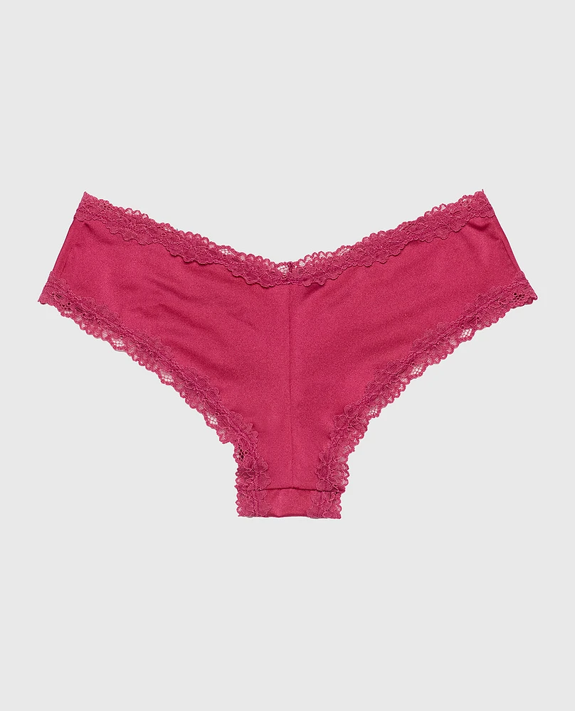 Cheeky Panty with Lace Trim Electric Rouge