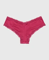 Cheeky Panty with Lace Trim Electric Rouge