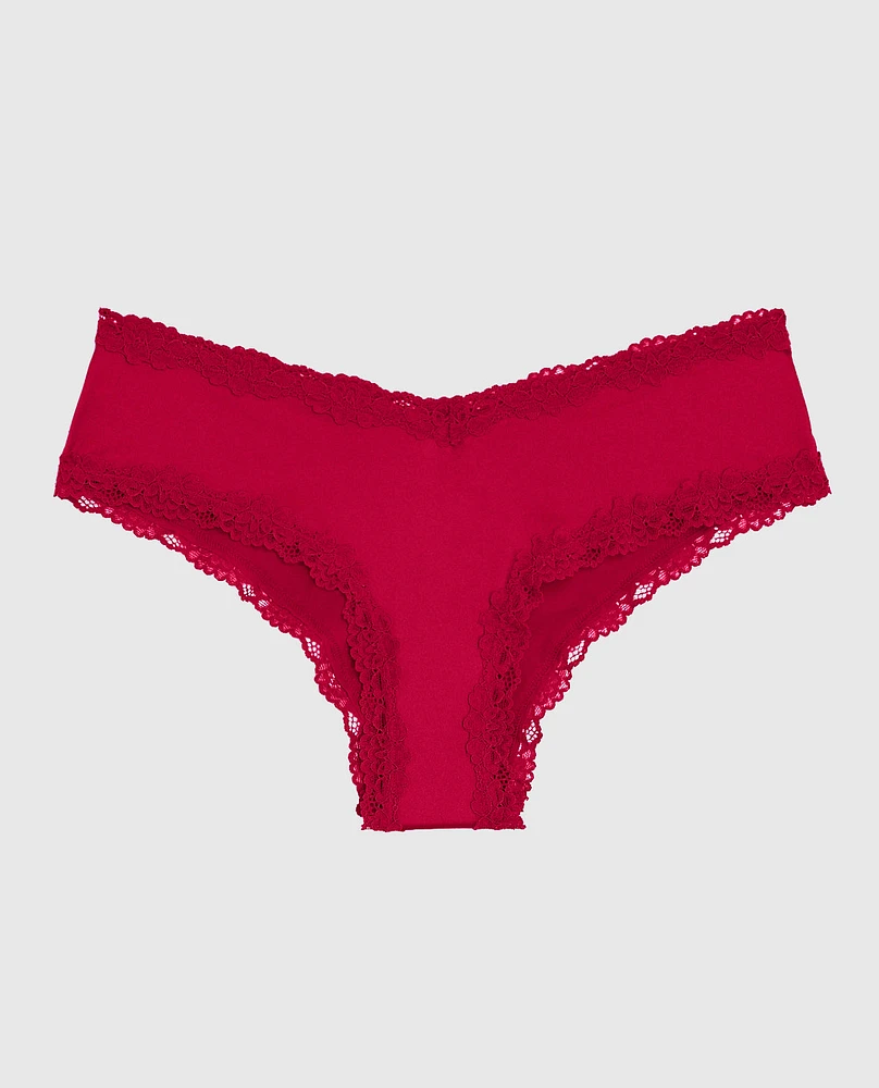 Cheeky Panty with Lace Trim in Cosmo Red