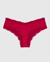 Culotte cheeky avec bordure en dentelle rouge cosmo